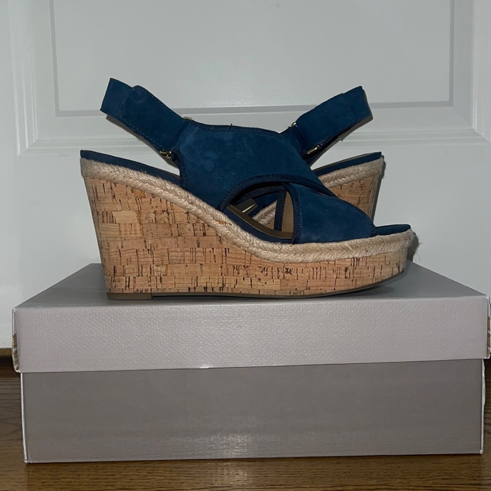 Franco Sarto Blue Wedges